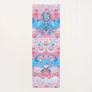 Transgender Dragon Damask - Trans Pride Flag Color Yoga Mat