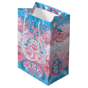 Transgender Dragon Damask - Trans Pride Flag Colou Medium Gift Bag