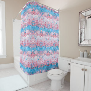 Transgender Dragon Damask - Trans Pride Flag Colou Shower Curtain