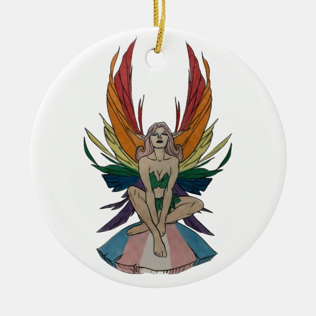 Transgender Faerie Ceramic Tree Decoration (Front)