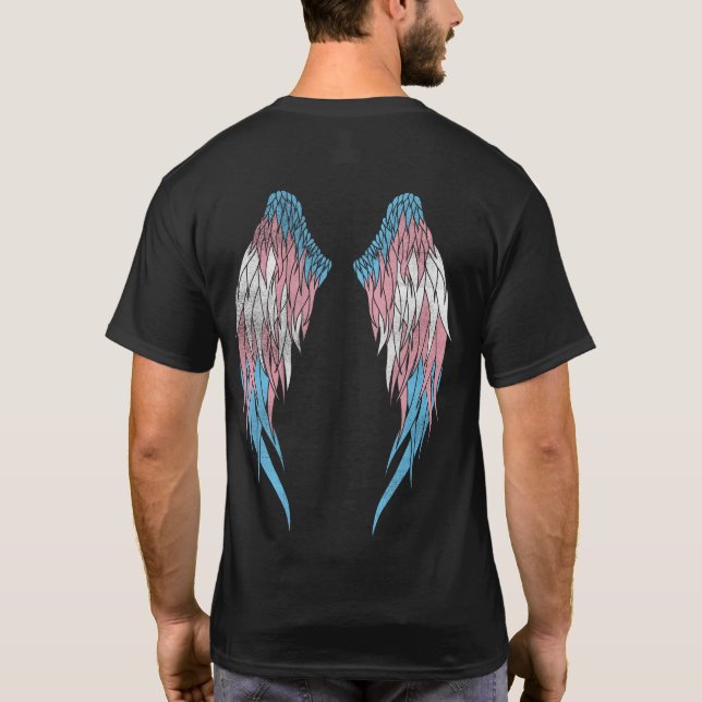 Transgender Flag - Angel Wings T-Shirt (Back)