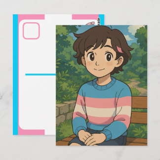 Transgender Flag Anime Person | LGBTQIA+  Postcard