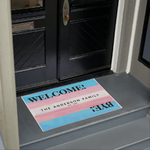 Transgender Flag Beach Personalised Welcome Doormat