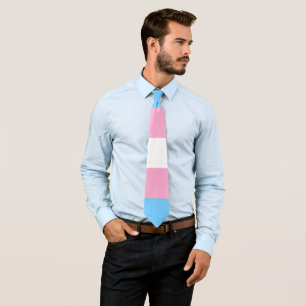 Transgender Flag Blue Pink Stripped LGBT  Tie