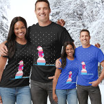 Transgender flag christmas outfit snowman  T-Shirt<br><div class="desc">Cute,  minimalistic and modern transgender flag coloured Christmas t-shirt featuring a striped  snowman and a customisable "Happy respectful holidays" greeting on a turquoise teal snowy backdrop. 

Personalise with a custom greeting text.</div>