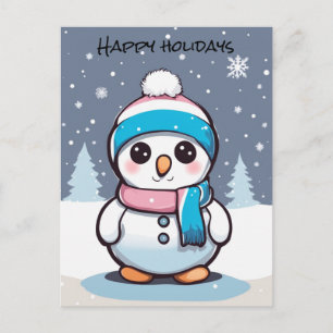Transgender flag coloured snowman christmas card