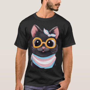 Transgender Flag Colours a Cute Cat for Trans Comm T-Shirt