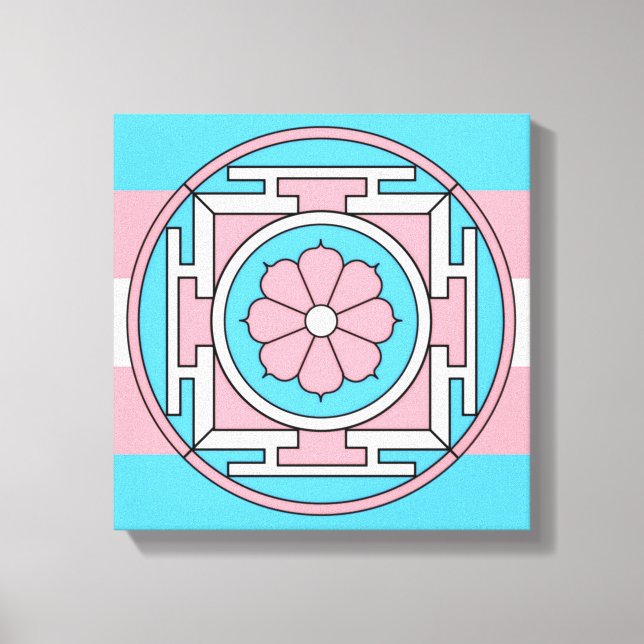 Transgender Flag Colours Mandala New Moon LGBT Canvas Print (Front)