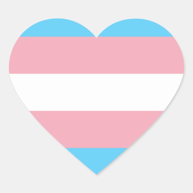 Transgender flag heart sticker (Front)