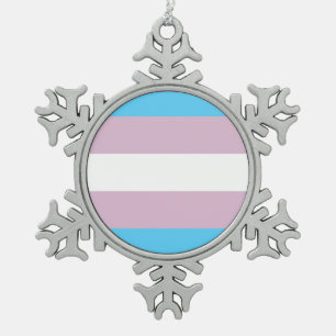 Transgender Flag Ornament (Pewter Snowflake)