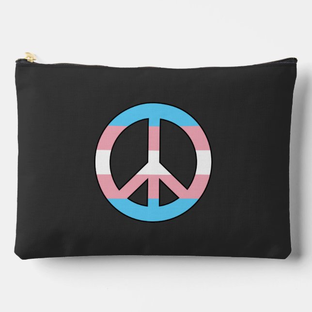 Transgender flag peace sign  accessory pouch (Front)