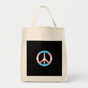 Transgender flag peace sign  tote bag