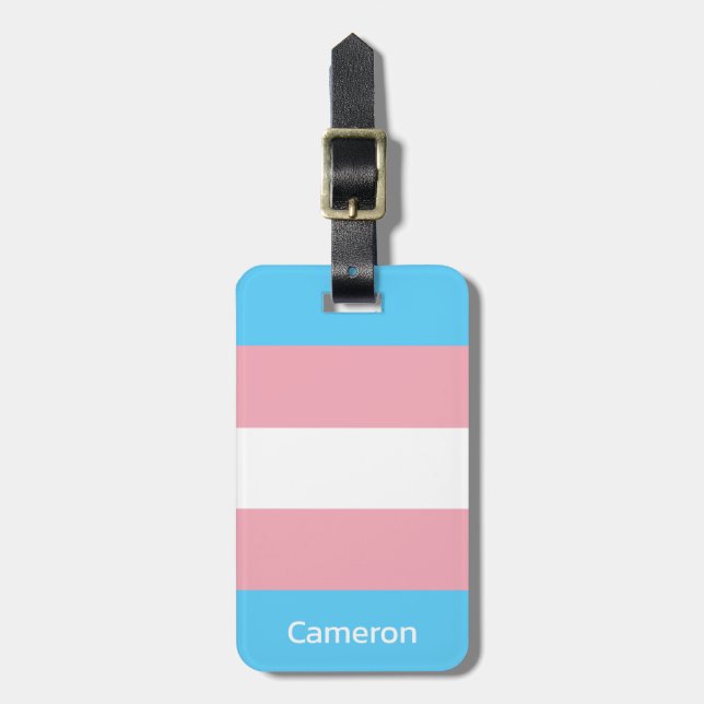 Transgender Flag Personalised Luggage Tag (Front Vertical)