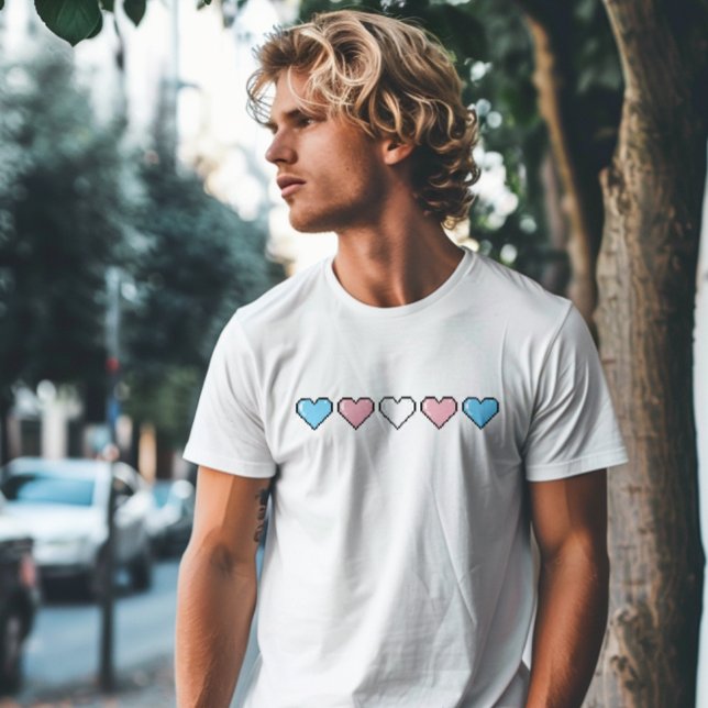 Transgender Flag Pixel Heart T-Shirt (Creator Uploaded)