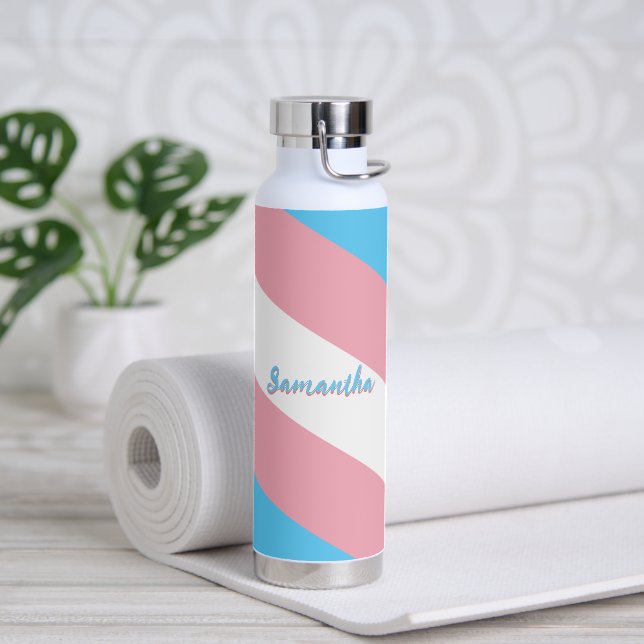Transgender Flag & Pride Custom name / gender flag Water Bottle (Yoga)