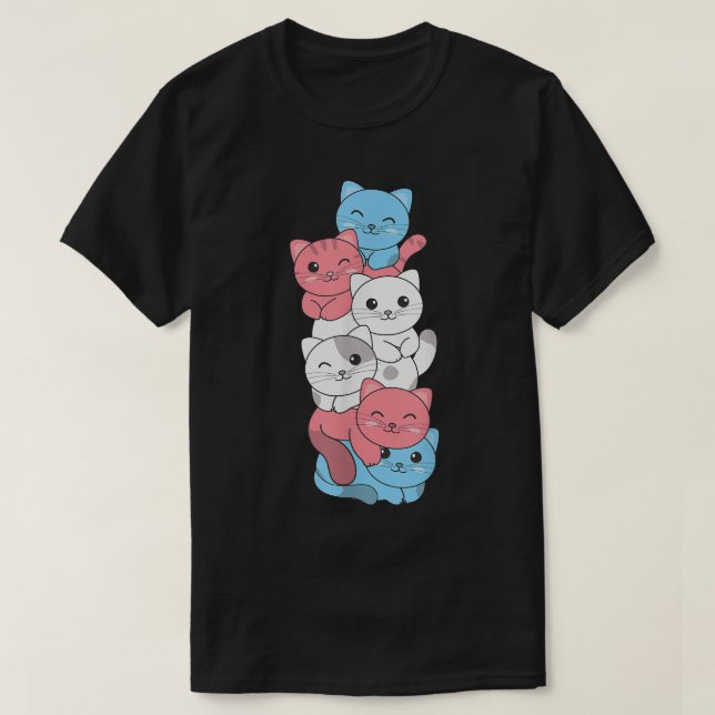 Transgender Flag Pride LGBTQ Cats Transgender cat  T-Shirt (Design Front)