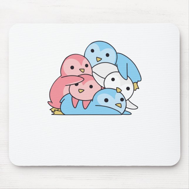 Transgender Flag Pride Lgbtq Cute Penguin Mouse Mat (Front)