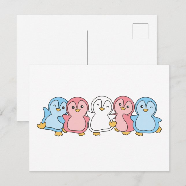 Transgender Flag Pride Lgbtq Cute Penguin Postcard (Front/Back)
