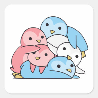 Transgender Flag Pride Lgbtq Cute Penguin Square Sticker