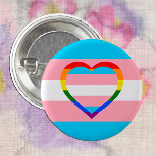 Transgender Flag, Rainbow Heart & Pride /gender 3 Cm Round Badge