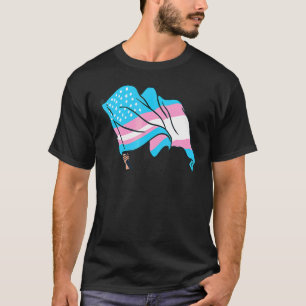 Transgender Flag US Flag Pride Month LGBT Transsex T-Shirt