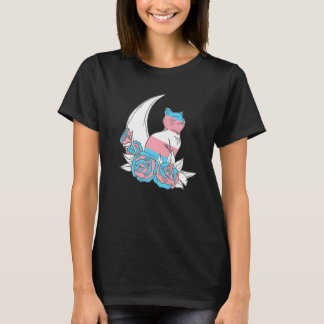 Transgender Flower Cat Moon Transsexual Flag LGBTQ T-Shirt