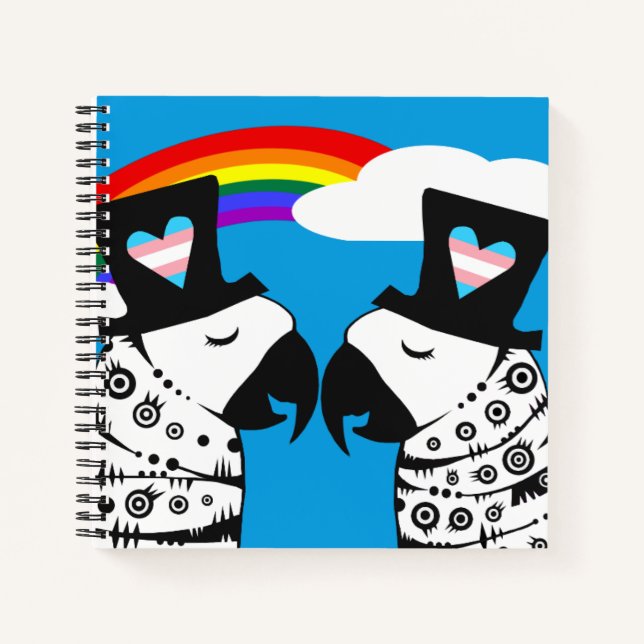 Transgender Gay Parrots Couple Notebook (Front)
