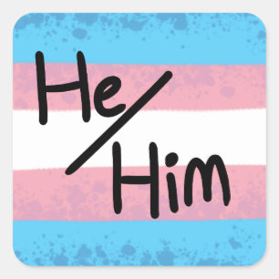 Transgender He/him pronoun sticker
