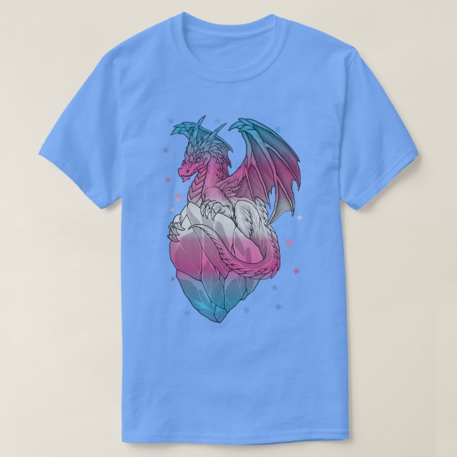 Transgender Ice Dragon Trans Pride Flag Colours Sn T-Shirt (Design Front)