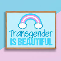 Transgender is Beautiful Rainbow Blue Pink White