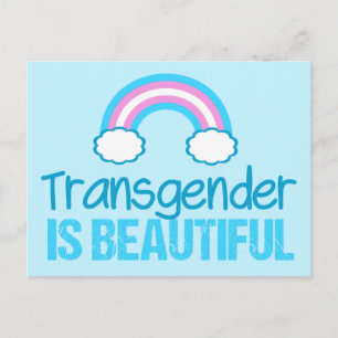 Transgender is Beautiful Rainbow Flag Pride Postcard