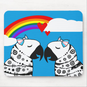 Transgender Lesbian Parrots Couple Mouse Mat