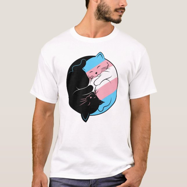 Transgender LGBTQ Subtle Pride Month Yin Yang T-Shirt (Front)