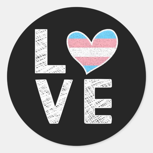 Transgender Love Trans Pride Flag Transgender Supp Classic Round Sticker (Front)