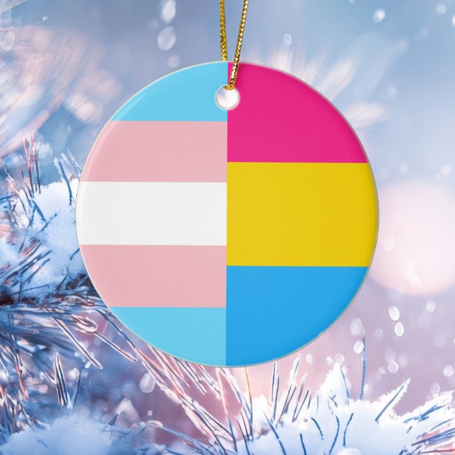 Transgender Pansexual Dual Pride Flag Christmas Ceramic Tree Decoration (Creator Uploaded)
