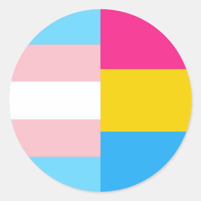 Transgender Pansexual Dual Pride Flag Classic Round Sticker (Front)