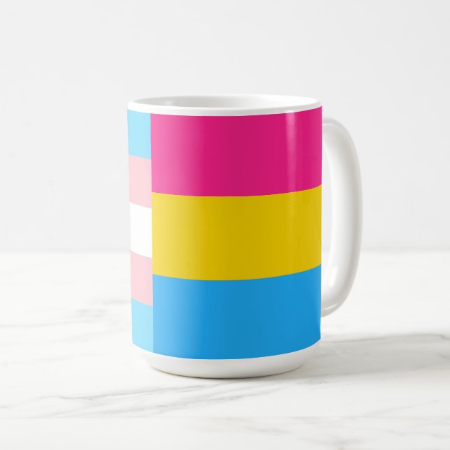 Transgender Pansexual Dual Pride Flag Coffee Mug (Front Right)