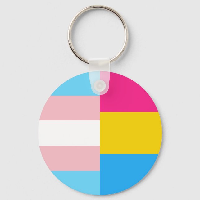 Transgender Pansexual Dual Pride Flag Key Ring (Front)