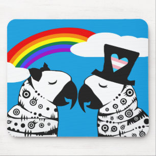 Transgender Parrot Boy with Girlfriend Mouse Mat