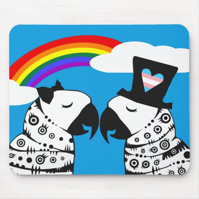 Transgender Parrot Boy with Girlfriend Mouse Mat (Front)