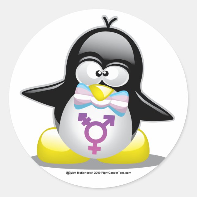Transgender Penguin Classic Round Sticker (Front)
