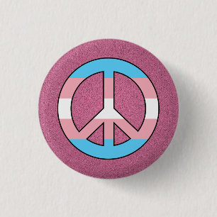 Transgender pink pride peace sign button