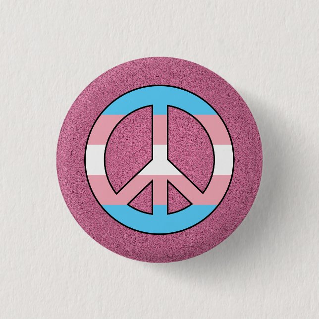 Transgender pink pride peace sign button (Front)