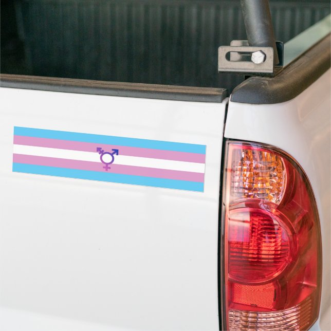 Transgender Pride and Symbol Bumper Sticker (On Truck)