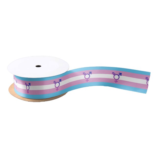 Transgender Pride and Symbol Satin Ribbon (Spool)