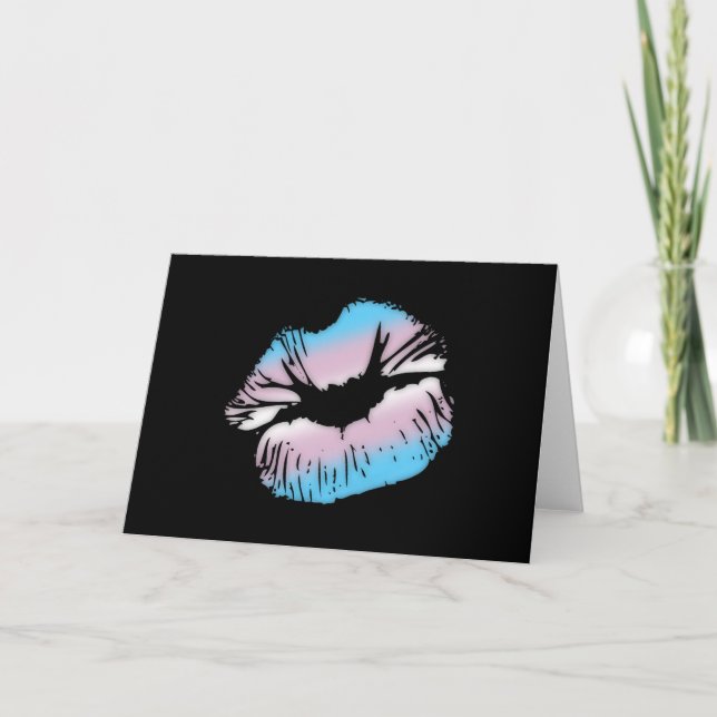 Transgender Pride Big Kissing Lips Card (Front)