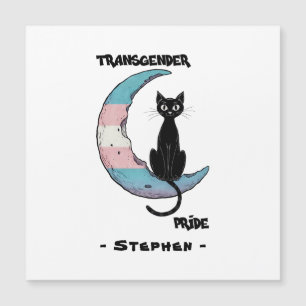 Transgender Pride – Black Cat on Trans Flag Moon
