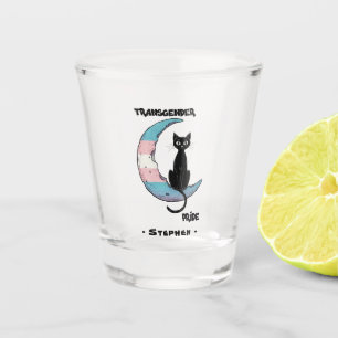 Transgender Pride – Black Cat on Trans Flag Moon Shot Glass