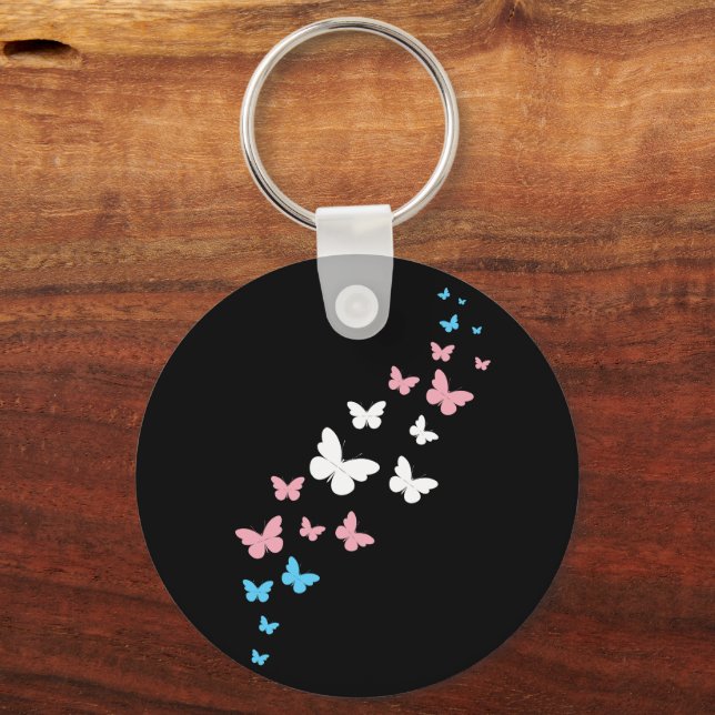 Transgender Pride Butterfly Trail Key Ring (Front)