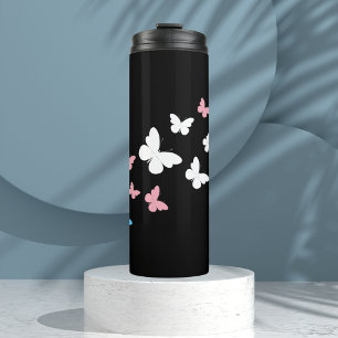 Transgender Pride Butterfly Trail Thermal Tumbler